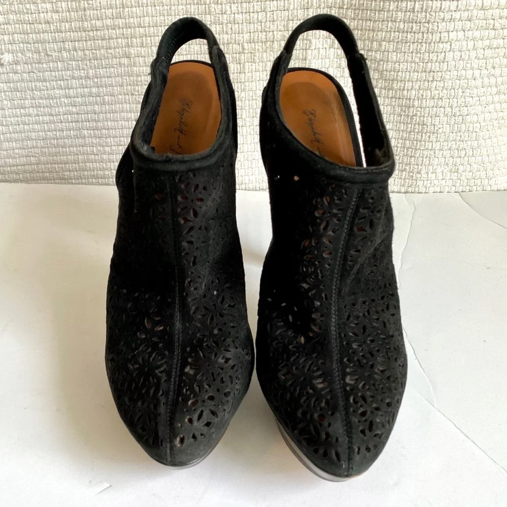 Elizabeth & James Suede Booties 8.5 Perforated Leather Platform Shoes Clogs